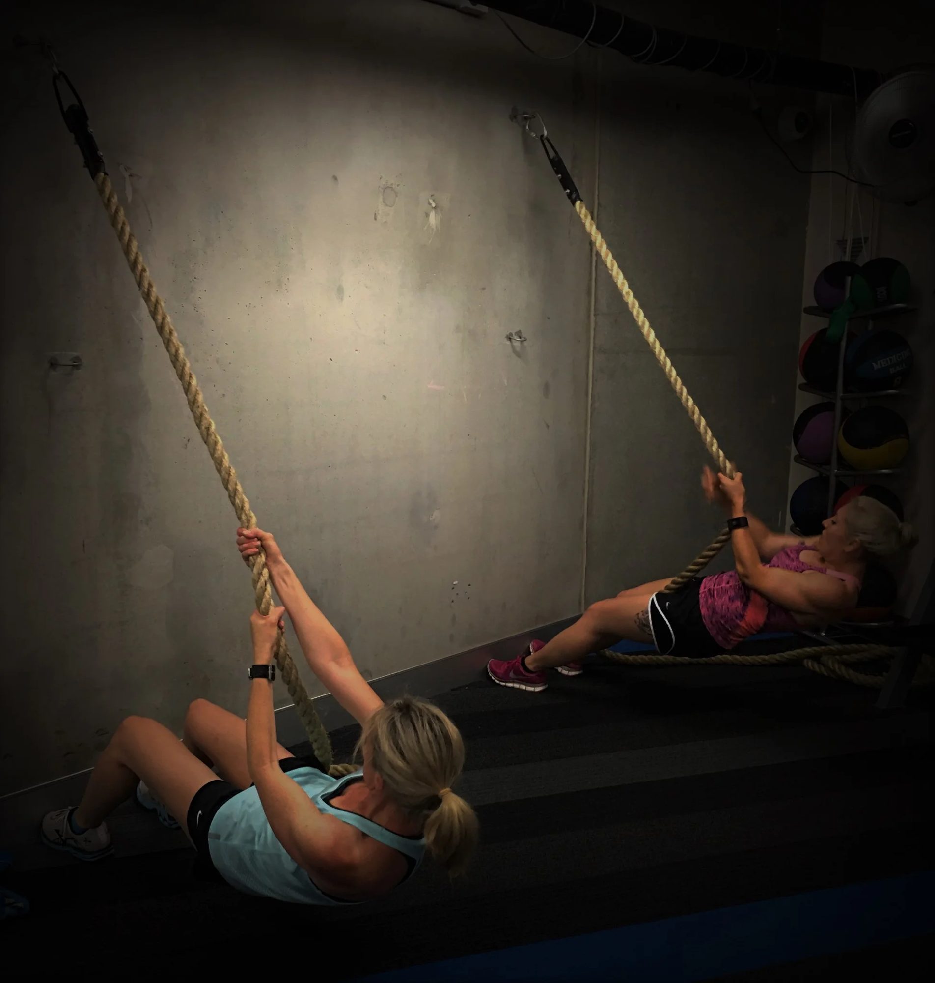 Floor work on the straps