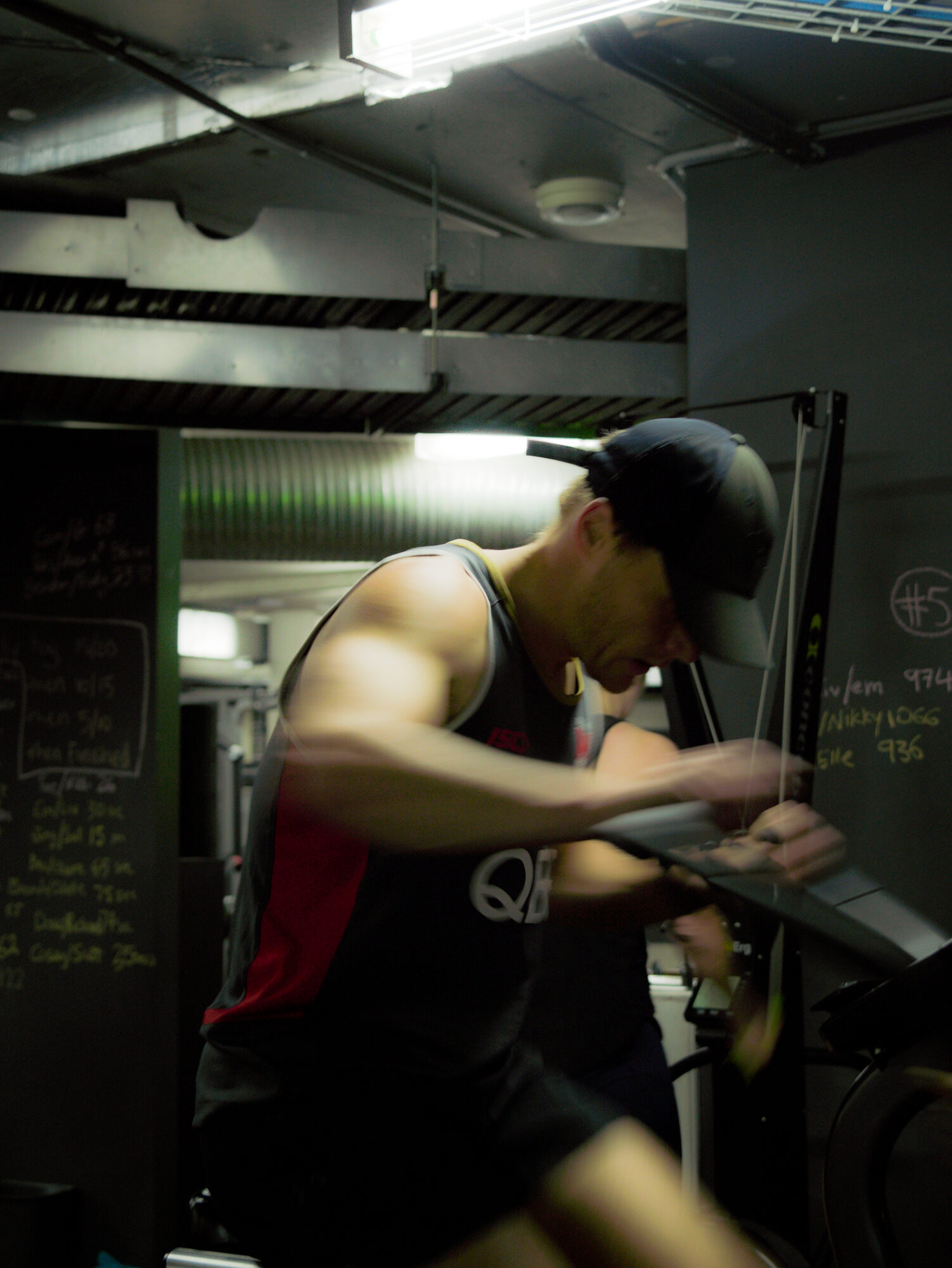 A member on the ski erg